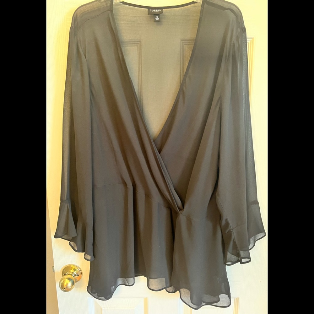 Torrid dressy black sheer blouse